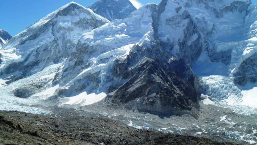 View of the snow peaks of Everest