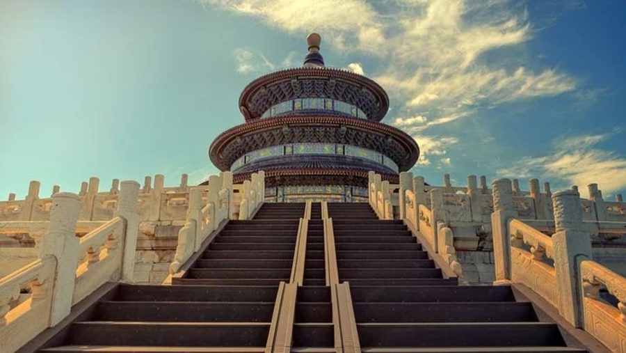 The steps to the Temple of Heaven in Beijing