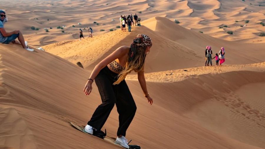 Sandboarding at Lahbab Desert