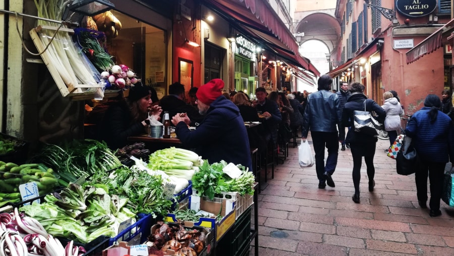 Visit an authentic market in the Medieval Town of Bologna