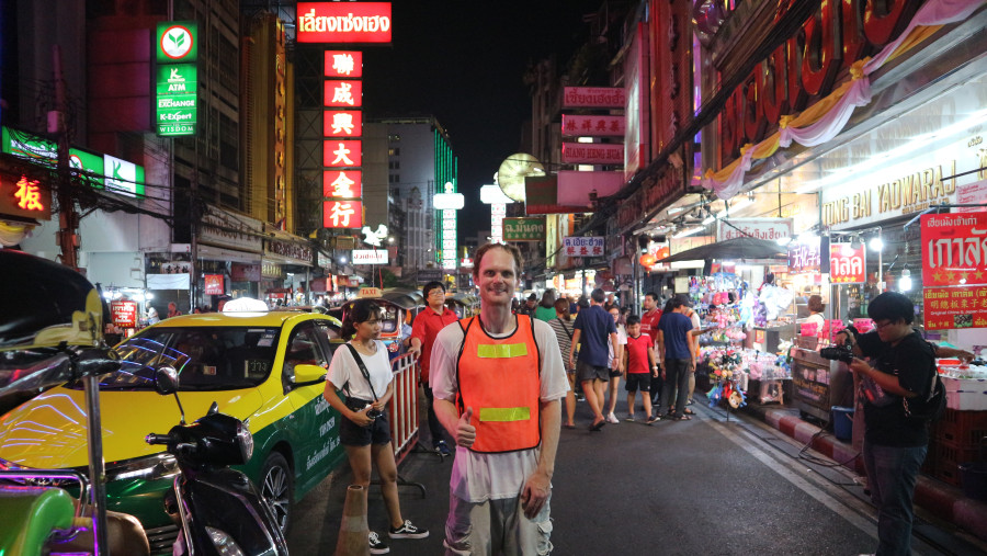 Bustling streets of Bangkok at night, Thailand