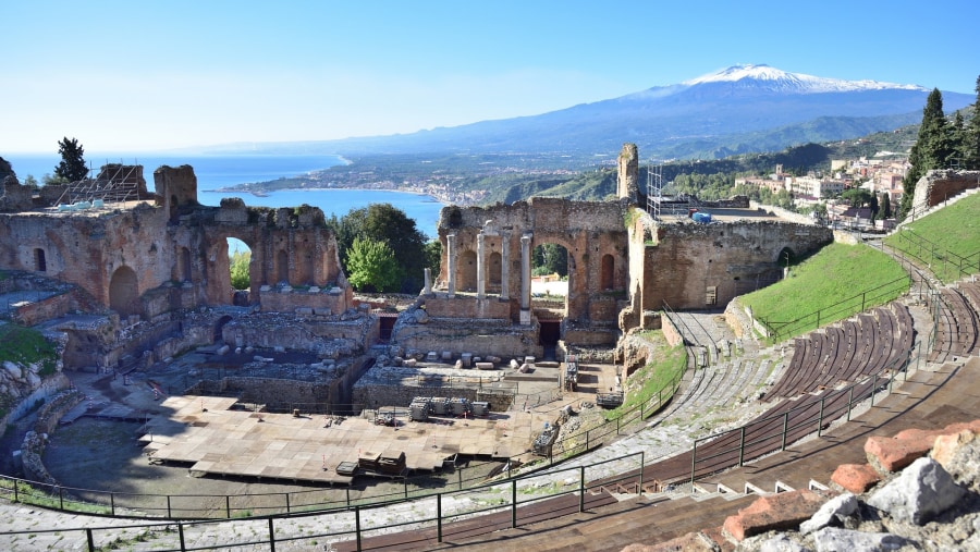 Explore the ruins of Taormina Theater