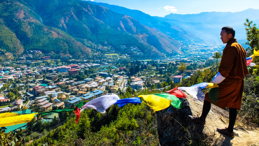 Birds eye view of Thimpu