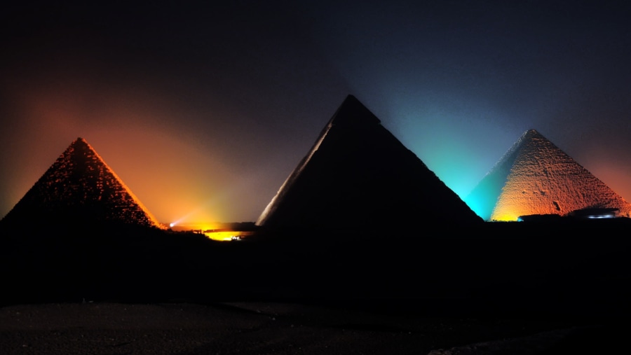 Light and sound show at the Giza Pyramids
