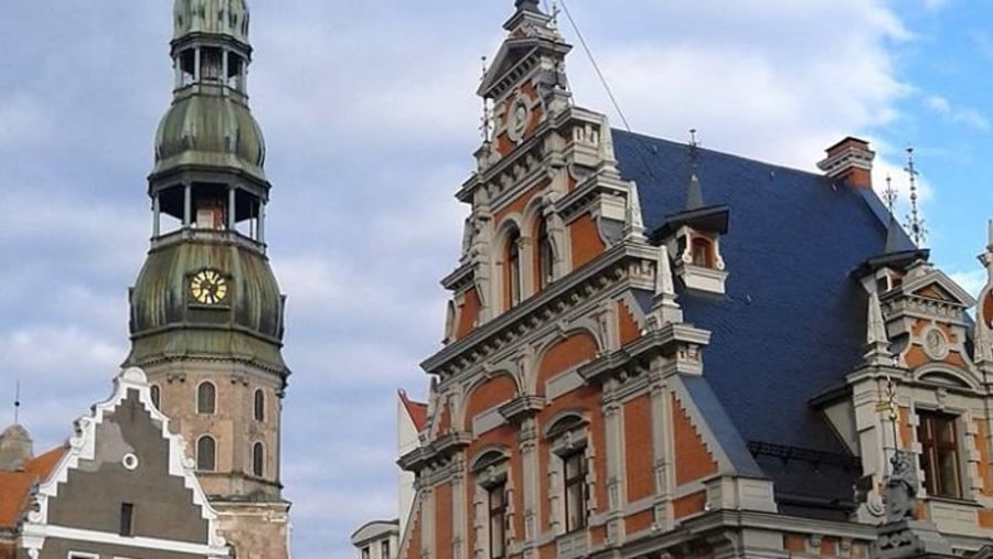 View of ancient structures in Riga Old Town