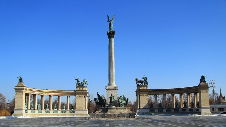 The iconic Heroes' Square in Budapest