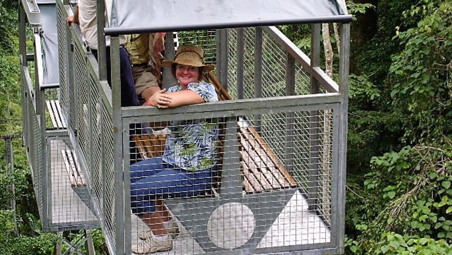 Tourists On An Aerial Tram at Veragua Rainforest