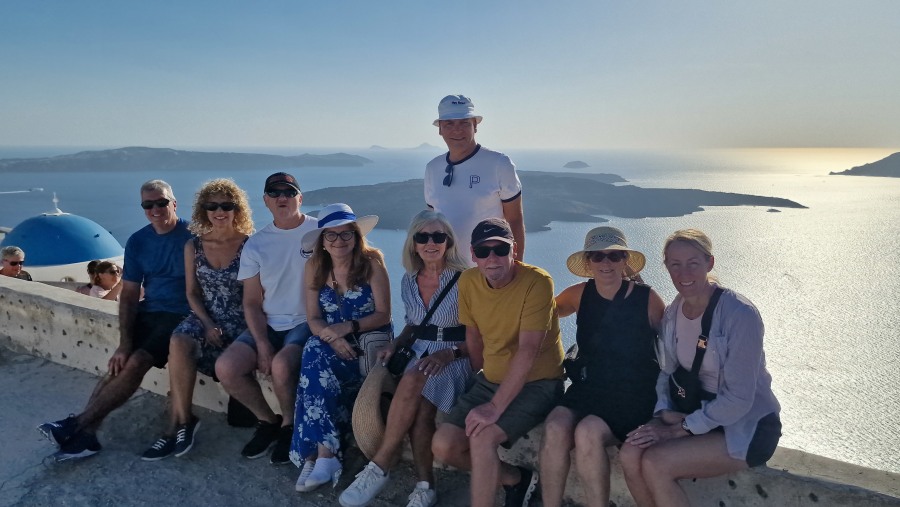 Travelers at Santorini