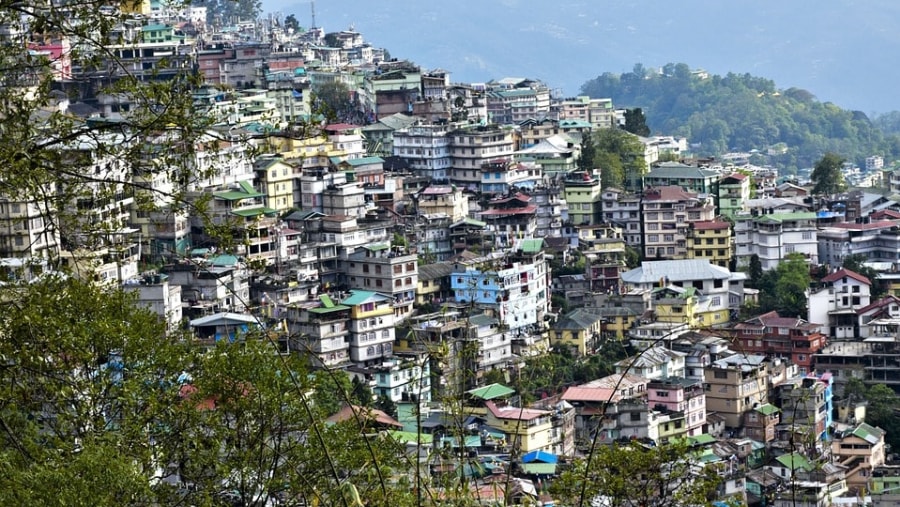 View of houses in Gangtok