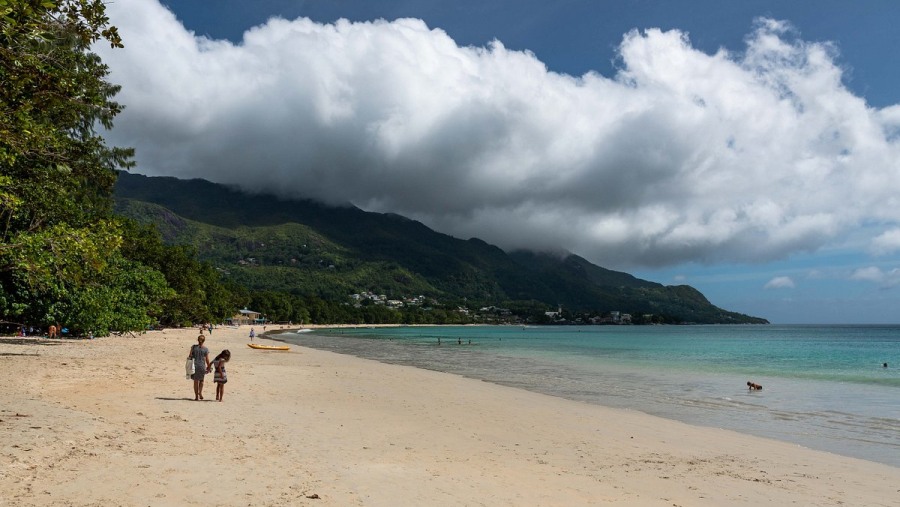 Guest Enjoying Beau Vallon Beach