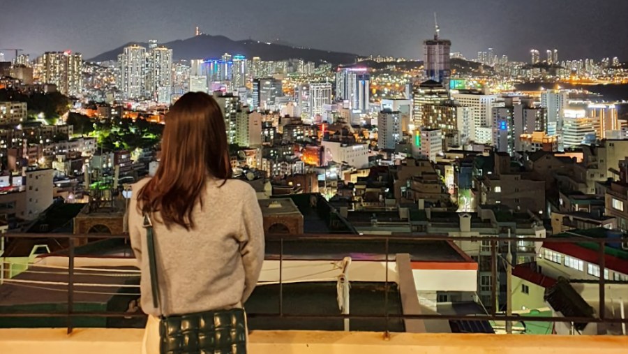 The night view of Busan