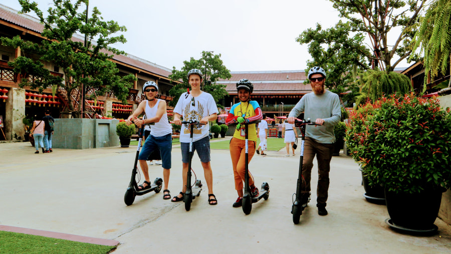 Electric scooter ride in Bangkok, Thailand