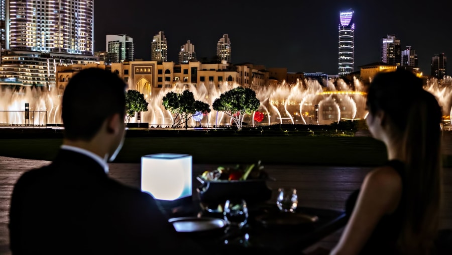 Dinner at Armani with Fountain Veiw