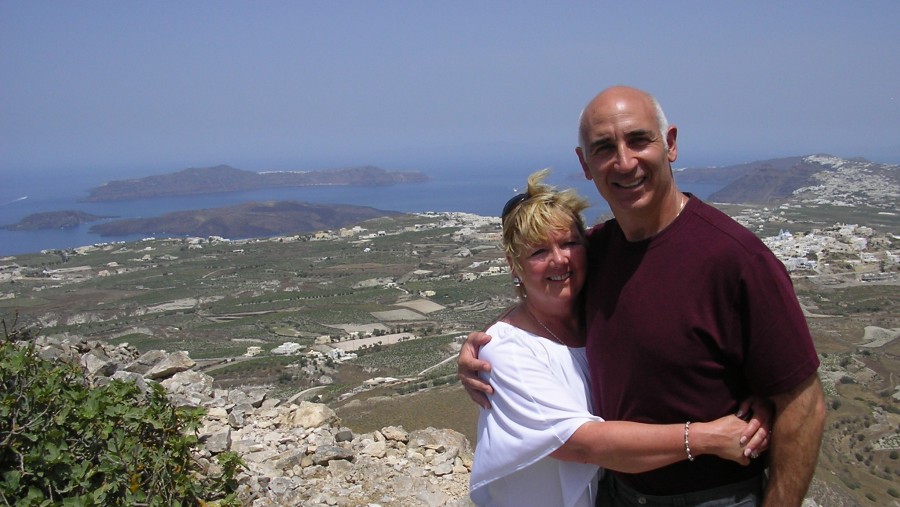 Travelers at Santorini