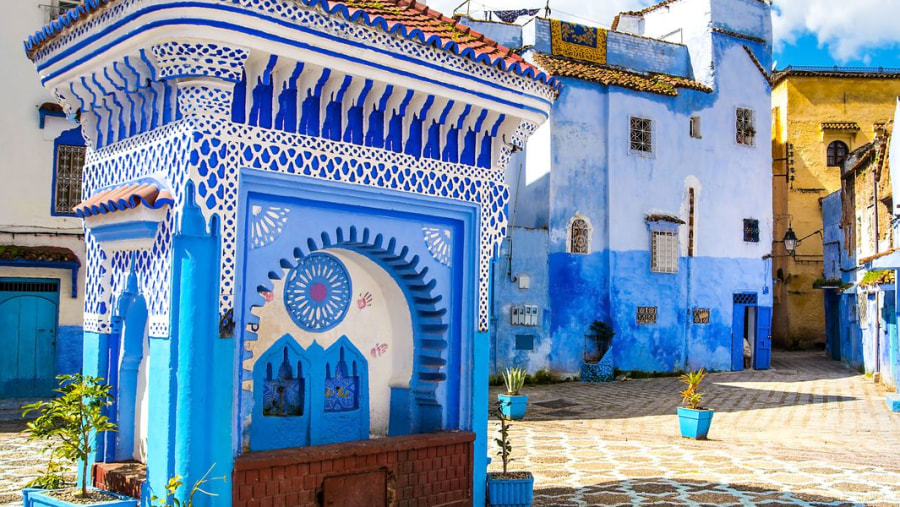 Historic blue buildings