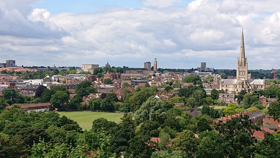 Norwich - the view from Kett's Heights 