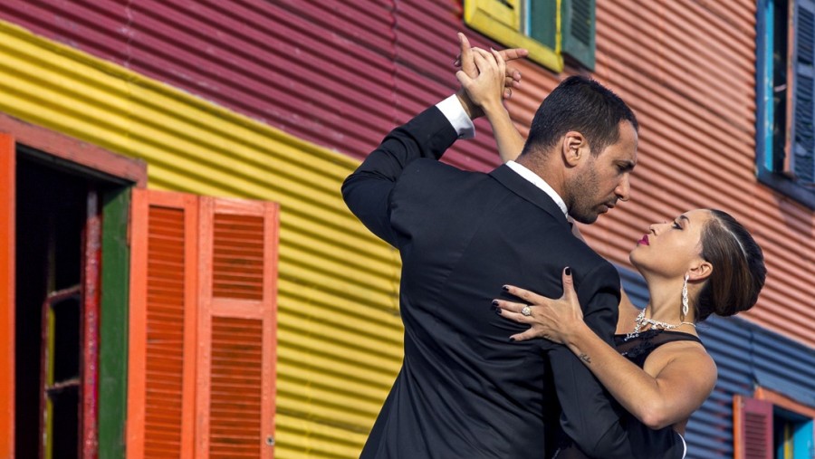 Tango Dancers Pose For Photos