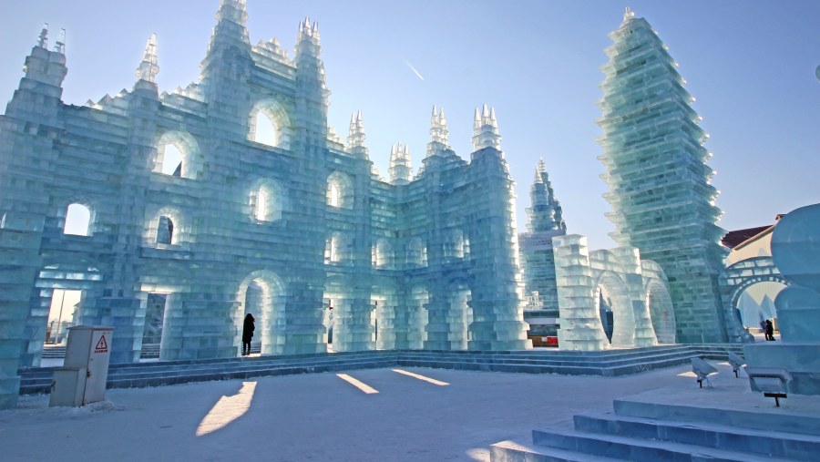 Marvel at the full-sized building at the Snow World