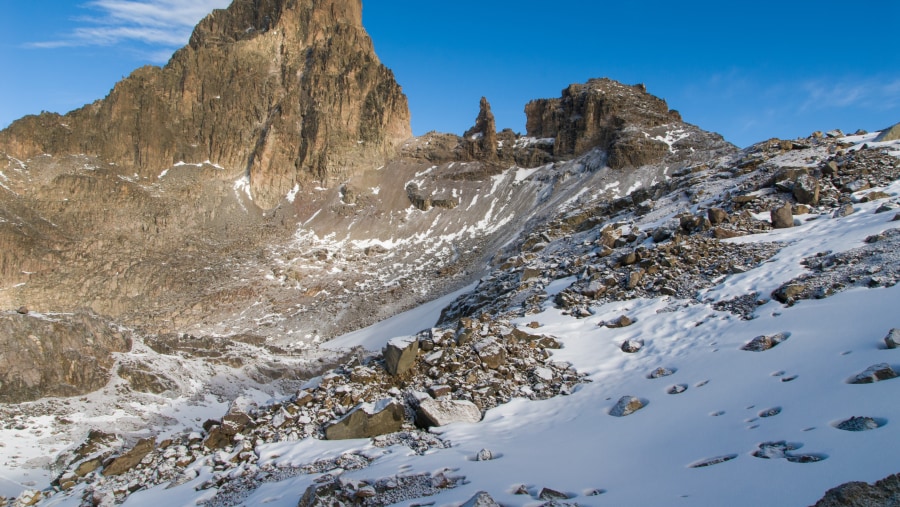 Snow-clad moutains of Mount Kenya