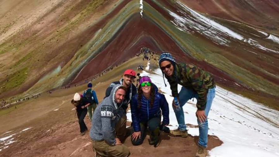 Tourists at Rainbow Mountain