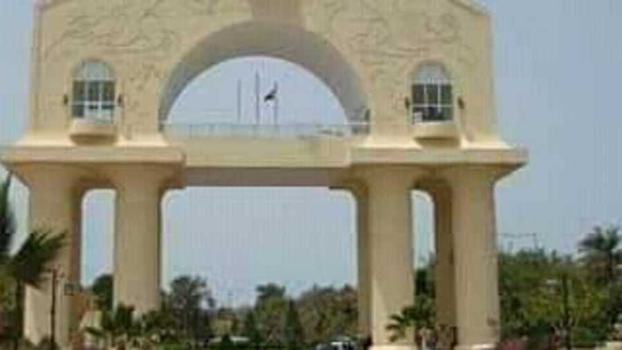 Never again memorial arch monument