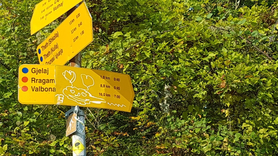 Directions Board While Hiking to Kruje