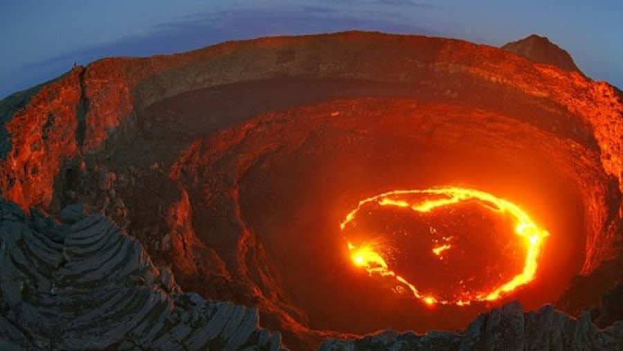 crater rim and lava lake
