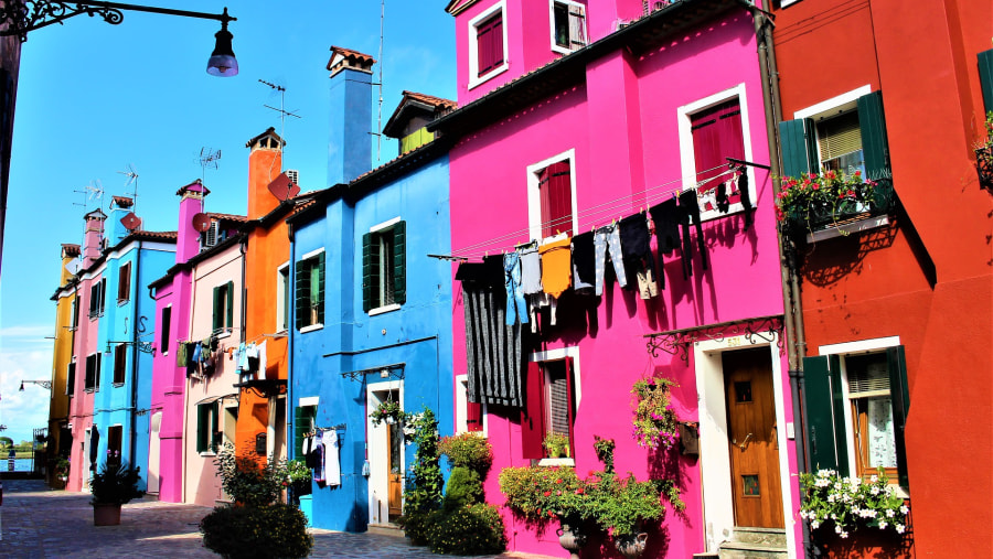 See the colourful buildings in Burano