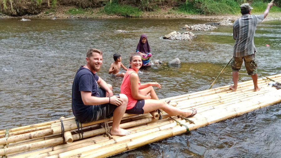 Bamboo rafting over Amandit river rapids