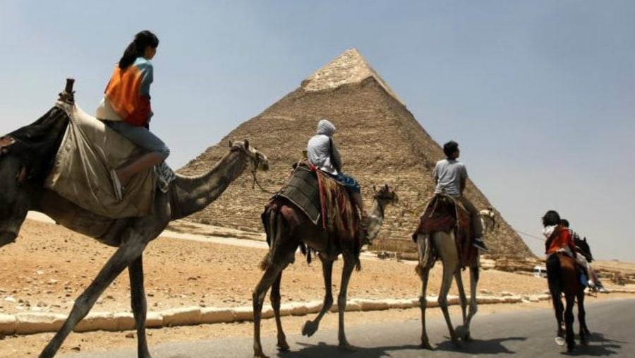 Camel Ride At Giza Pyramids, Egypt