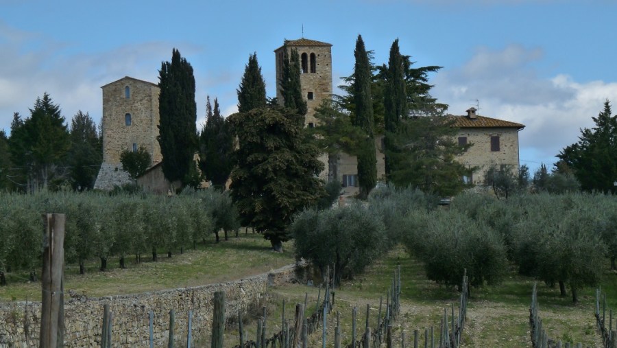 Medieval villages with cypress trees