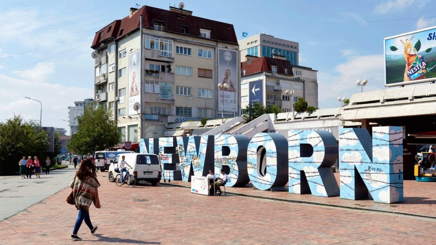 The “Newborn” monument in Pristina, Kosovo