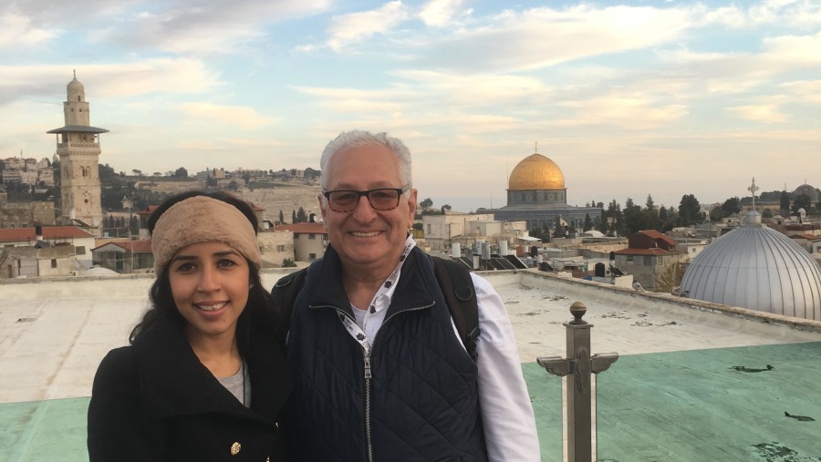 Guest posing near Dome of the Rock