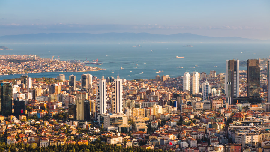 Bosphorus Strait and city view