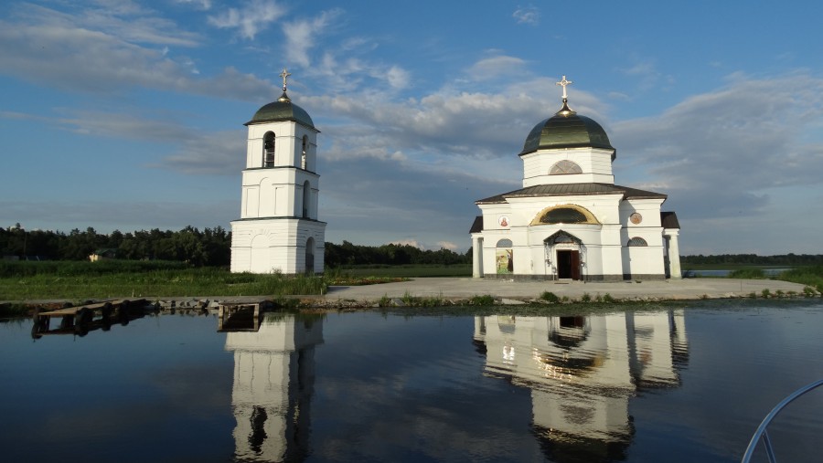 revived church surraonded by Dniper River