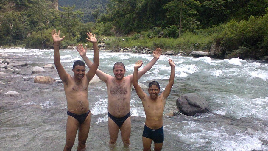 Bathing at Bhurungdi River