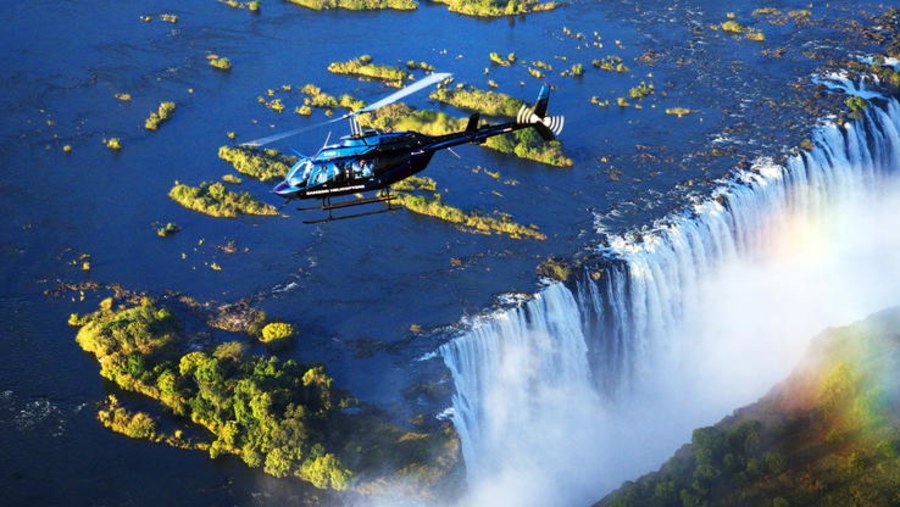 Experience the Flights of Angel, exploring the Magnificent Zambezi River and Victoria falls on a hericopter Ride