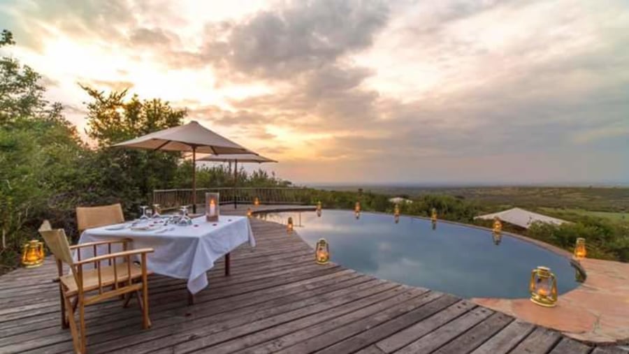 Poolside dinner