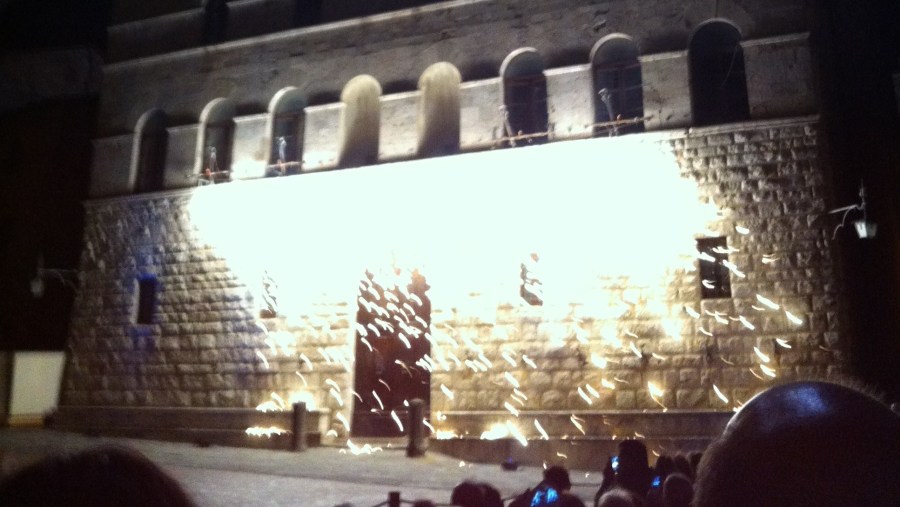 Fireworks from Montepulciano TownHall Palace