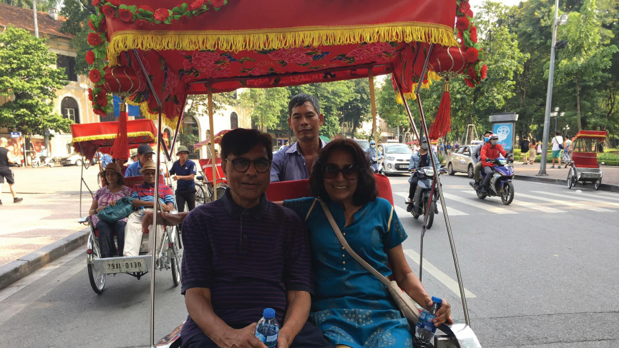 Private rickshaws inside Hanoi old quarter
