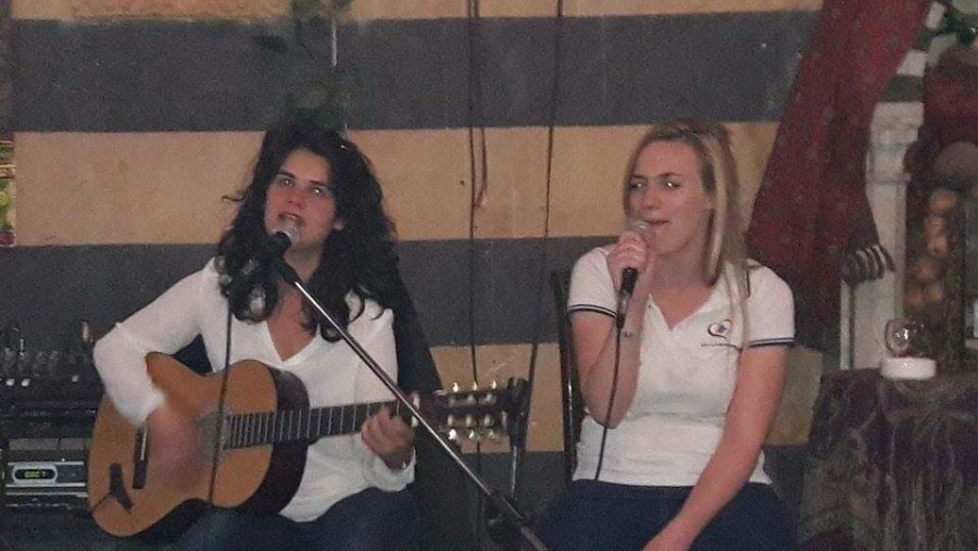 Our French friends singing in a typical restaurant