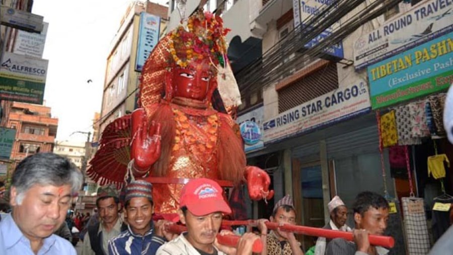 A street festival of walking Buddha