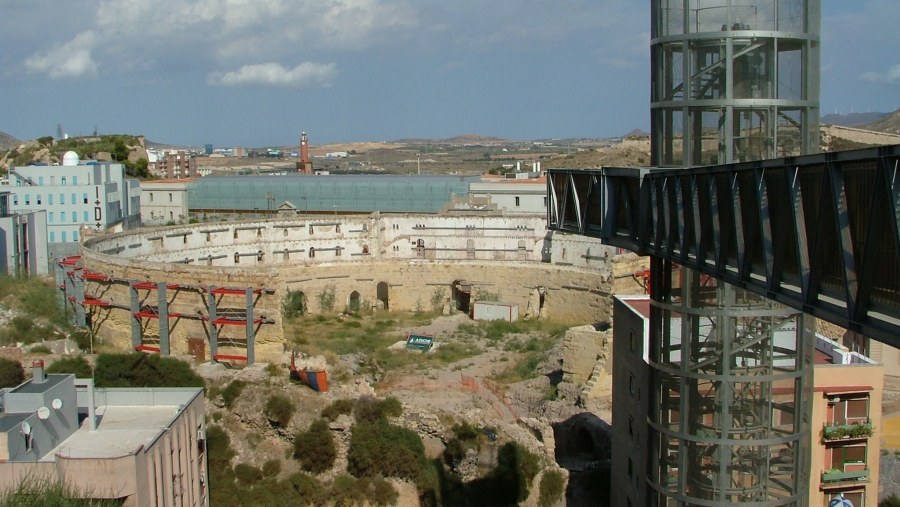 Panoramic lift and bullring of Cartagena