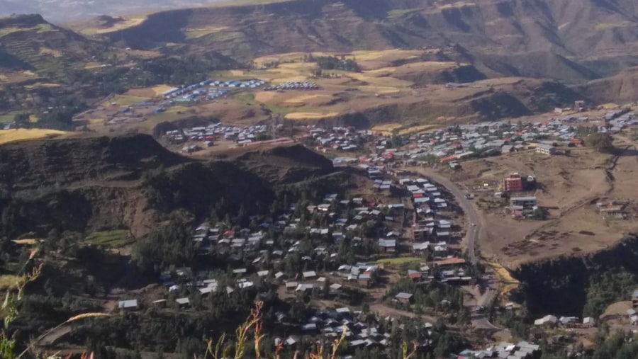 half part of lalibelan town, over view from the montain 9000ft