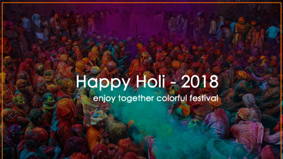 Happy Holi 2018, a spring colorful festival.
