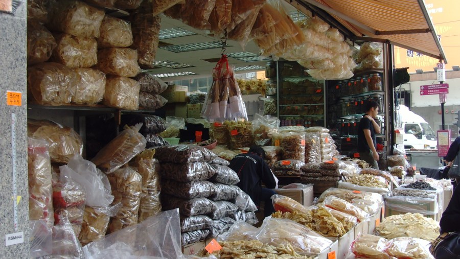 Street Scene of Sun Dried Food Market