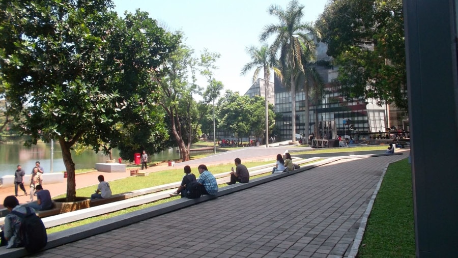 The path in front of the library