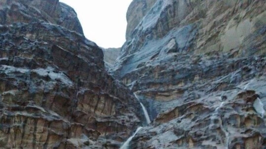 Rain water fall in wadi rum