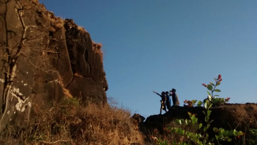 Rock climbing at Sinhgad Fort