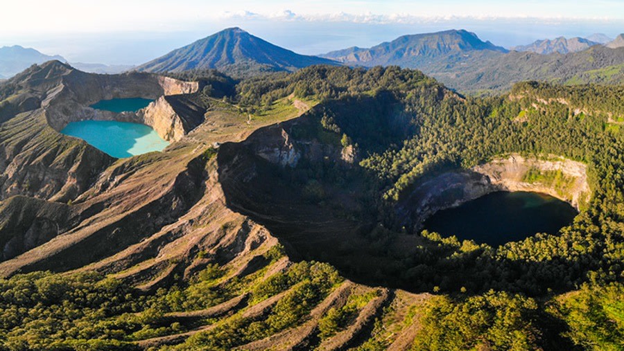 ENE - Kelimutu 3 Coloured Lakes from the air